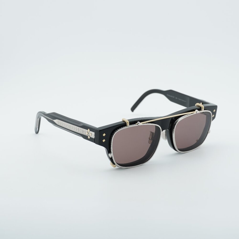 Dior CD DIAMONDO S10F 10BB Eyeglasses Black 53mm Square Frame with Clip-On
